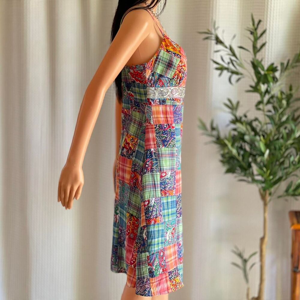 Tailor New York Patchwork Midi Dress in Green, Blue, Pink, Orange - Picture 3 of 7